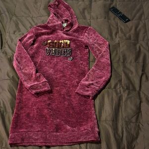 Plum corduroy Dress with sparkly logo